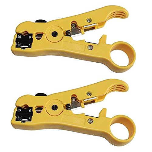 Pack 2pcs Universal Cable Wire Stripper Cutter Stripping Tool for Flat or Round UTP Cat5 Cat6 Wire Coax Coaxial