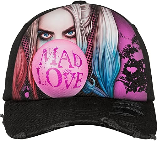 DC Comics - Harley Quinn - Mad Love - Baseball Caps Distressed with Metal Clasp - L Black