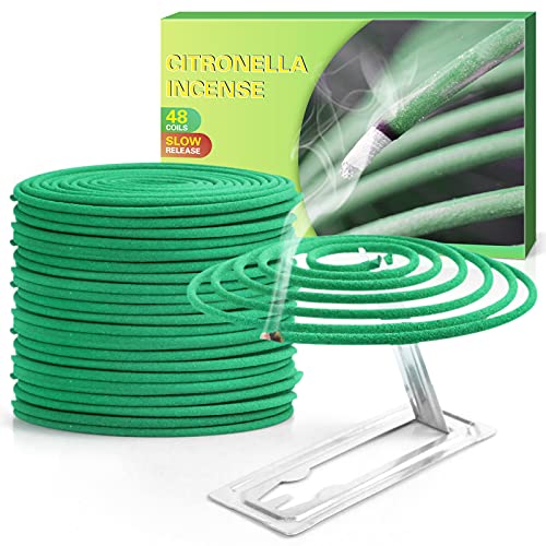 Citronella Coils,Natural Coil Incense, Lemongrass Thin Coils for Backyards Indoor or Outdoor 2 X 24 Coil Per Box Including a Holder