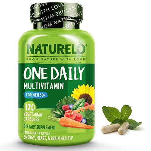 NATURELO One Daily Multivitamin for Men 50+ - with Vitamins & Minerals + Organic Whole Foods - Supplement to Boost Energy, General Health - Non-GMO - 120 Capsules - 4 Month Supply