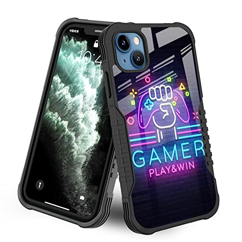 LANJINDENG Compatible with iPhone 15 Case Design for Boys Men, Gamer Play Game Win Easter [Shockproof Bumper] [Anti-Scratch] [Anti-Slip] Heavy Duty Protection Cover for iPhone 15