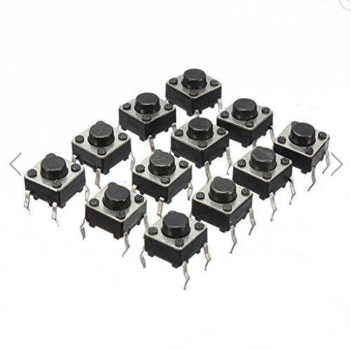 DAOKI 100Pcs 6x6x5 mm Miniature Micro Momentary Tactile Tact Touch Push Button Switch Quality Switch SPST Miniature/Mini/Micro/Small PCB