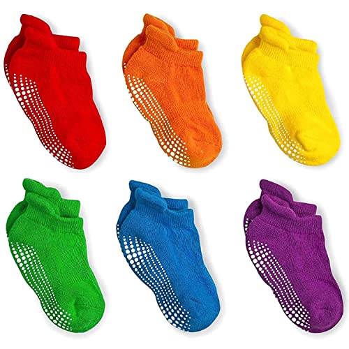 LA ACTIVE Non Slip Grip Ankle Boys and Girls Socks with Non Skid for Babies Toddlers and Kids Back to School