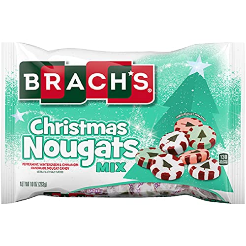 Brach's Christmas Nougats Mix - 10-oz. Bag Peppermint, Wintergreen, and Cinnamon Handmade Nougat Candy Holiday Favorite