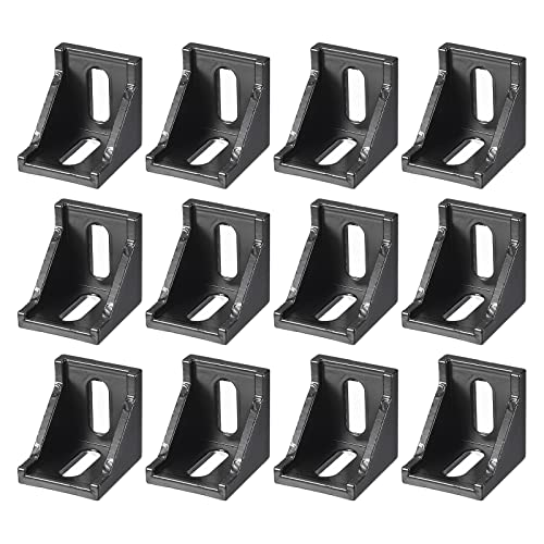 uxcell 12Pcs Inside Corner Bracket Gusset, 38x38x35mm 4040 Angle Connectors for 4040 Series Aluminum Extrusion Profile Black