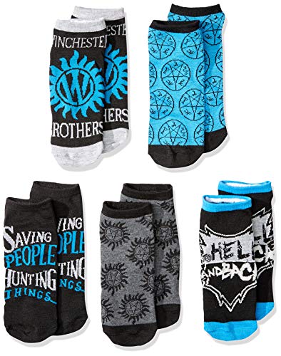 Supernatural unisex-adult Winchester Brothers 5 Pack Ankle Socks, Shoe Size: 4-10