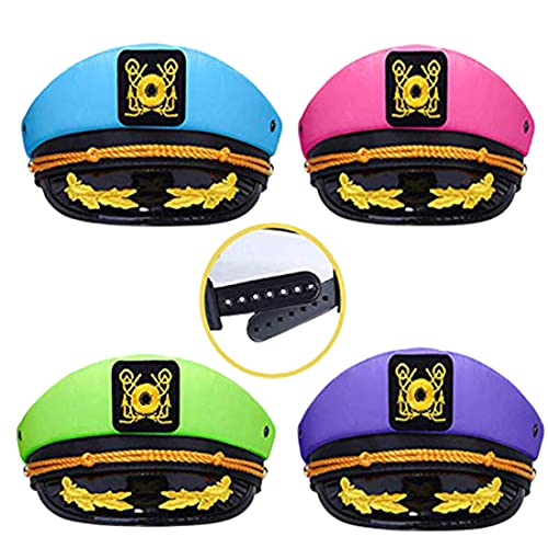 Carachanone Captain Hats Adjustable Sailor Hat for Party for Men Women Kids Blue Green Pink Purple（4 pack）