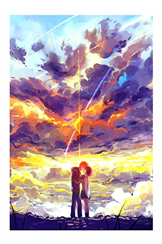 MinHua Your Name poster Japan Anime Canvas Wall Art for Living Room Bedroom Wall Decor Anime Commemorative posters Art 16x24 inch，No Frame