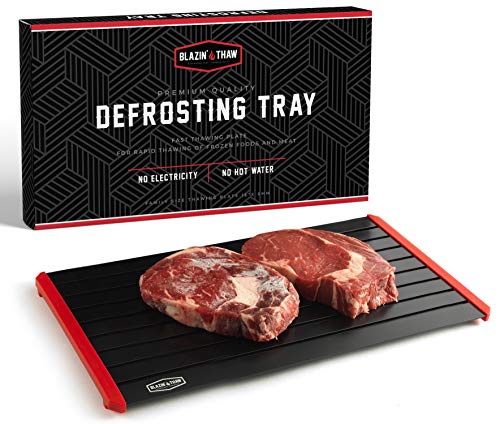 BLAZIN' THAW Defrosting Tray for Frozen Meat | 16' Family-Size | Aluminium Plate for Thawing Frozen Food | Natural Thawing Process | No Microwaves, No Cold/Warm Water Required |