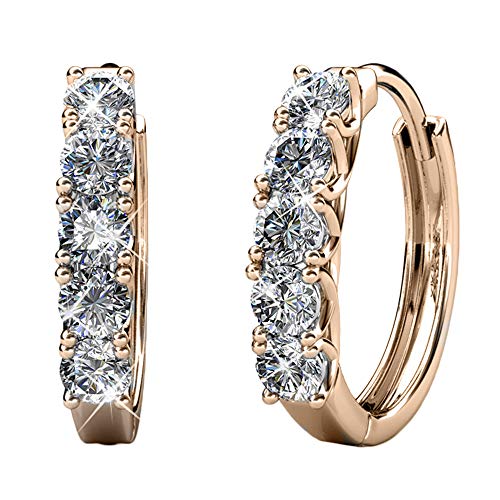 Cate & Chloe Bethany 18k Rose Gold Plated Crystal Hoop Earrings for Women | Gold Hoops Earrings with Crystals, Fashion Jewelry for Women, Hypoallergenic, Gift For Her