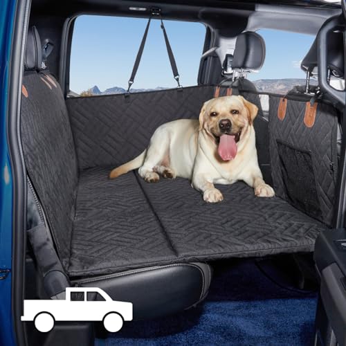 TKYZ Dog Seat Cover and Bed for Trucks - Back Seat Extender and Hammock for F150, RAM1500, Silverado - Non-Inflatable Pet Mattress (Black)