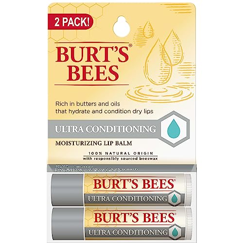 Burt's Bees Lip Balm Mothers Day Gifts for Mom - Ultra Conditioning Lip Moisturizer Rich in Oils and Butters, Natural Origin Lip Care, 2 Tubes, 0.15 oz.