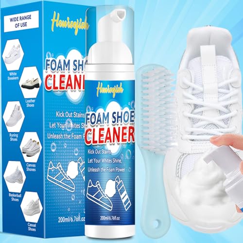 Shoe Cleaning Kit, 6.76 Oz White Shoe Cleaner with Brush and Towel, Shoe Cleaner Sneakers Kit Removes Dirt and Stain, Sneaker Cleaning kit for White Shoes, Suede, Leather, Knit, Boots, Canvas, Fabric