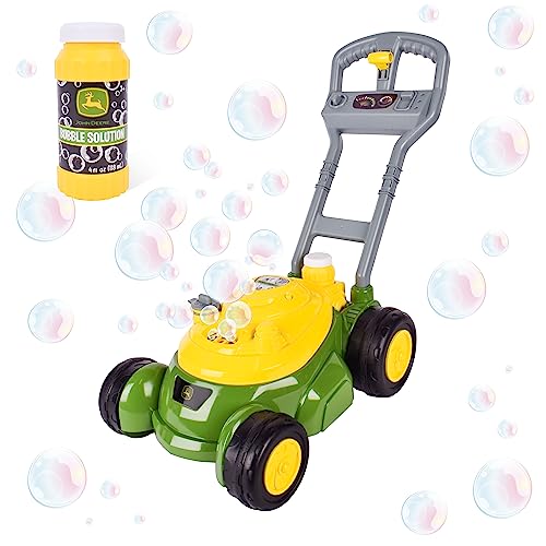 John Deere Bubble Lawn Mower for Toddlers, Kids Bubble Blowing Machines, Indoor and Outdoor Gardening Toy for Kids, Easter, Birthday, Party Favor Toys for Prechool Girls and Boys, No Batteries, 2+