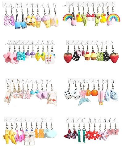 40 Pairs Cute Earring Collection: Cute, Funky, and Weird Earrings for Women and Teens