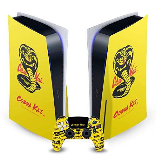Head Case Designs Officially Licensed Cobra Kai Logo Iconic Vinyl Faceplate Sticker Gaming Skin Decal Cover Compatible with Sony Playstation 5 PS5 Disc Edition Console & DualSense Controller