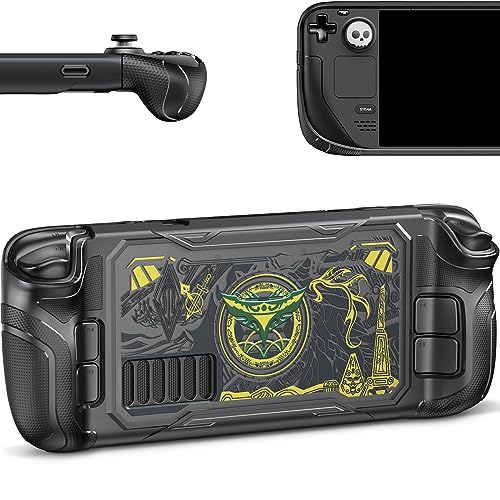 JINGDU Protective Case for Steam Deck/Steam Deck OLED, Soft & Hard Shell Fusion Steam Deck Cover, Premium Steam Deck Cover Case with Non-Slip Grips and UV Printing, Cool Steam Deck Accessories,Ring