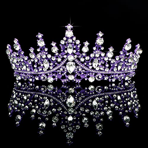 TOBATOBA Tiaras for Women, Dark Purple Tiara Crowns for Women, Wedding Tiara for Bride Queen Crown, Royal Princess Quinceanera Headpieces for Birthday Prom Pageant Halloween Cosplay Accessories