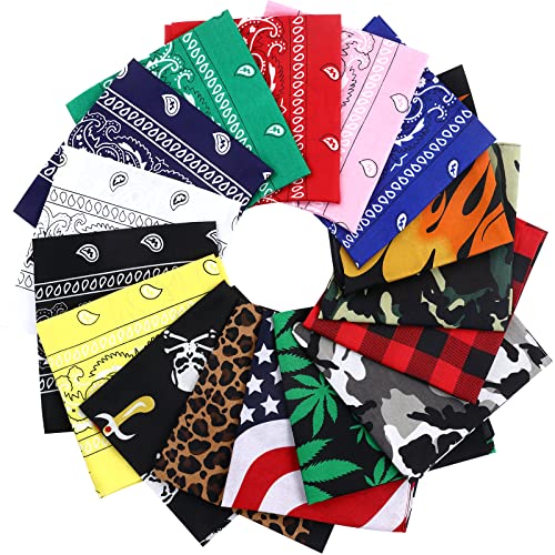 Gldierasaqe 16 Pack Bandanas Novelty Multipurpose Bandana Polyester Paisley Bandanas for Men Women