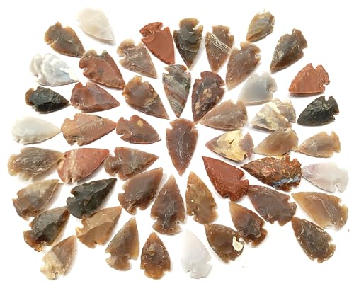 Jet Set of 50 Arrowheads Collection Agate Stone Natural Gemstone Healing Balancing Cleans Energy Approx. 0.75 inch - 1.25 inch