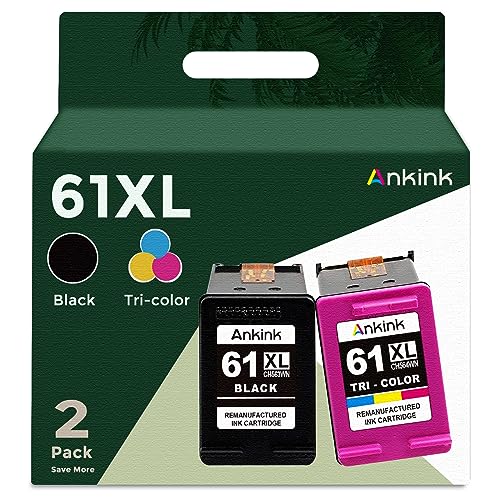 Ankink Remanufactured Ink Cartridge Replacement for HP 61XL (Black Color 2 Pack) for HP 61 XL Combo for HP61 HP61XL for 5530 4500 2540 4630 4501 4502 4635 3050 2542 2541 3510 2514 3512 1000 1010 1510