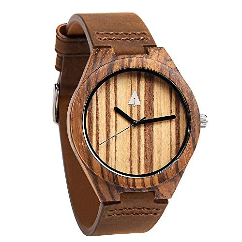 treehut Wooden Watches for Men, Japanese Miyota Movement, Stylish Exotic Wrist Watch with Adjustable Stainless Steel Buckle, Leather Straps, Watch Made Real Wood, Relojes para Hombre