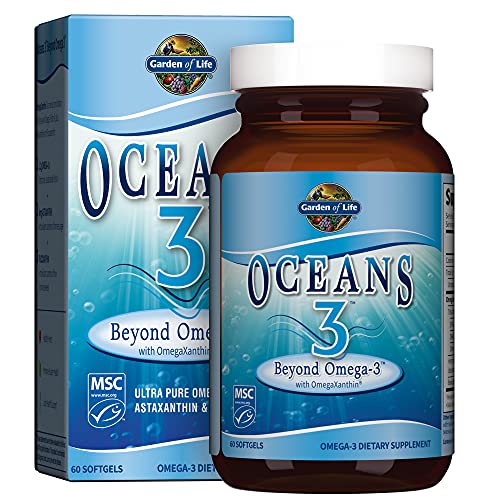 Garden of Life Ultra Pure EPA/DHA Omega 3 Fish Oil - Oceans 3 Beyond Omega 3 Supplement with Antioxidants, 60 Softgels