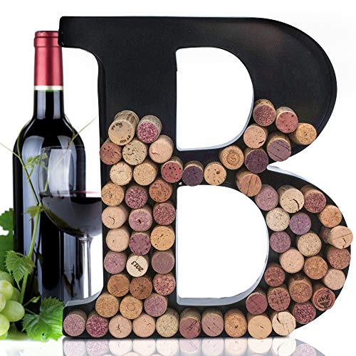 Made Easy Kit Metal Letter Wine Cork Keepsake Saver & Holder Monogram w/Free Wall Mount Kit A-Z (Letter B, Large)