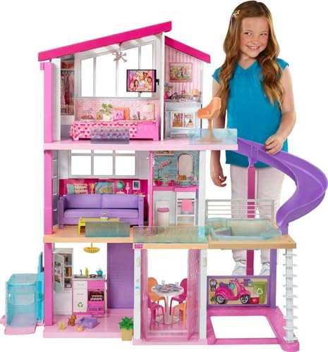 Barbie DreamHouse, Doll House Playset with 70+ Accessories Including Transforming Furniture, Elevator, Slide, Lights & Sounds