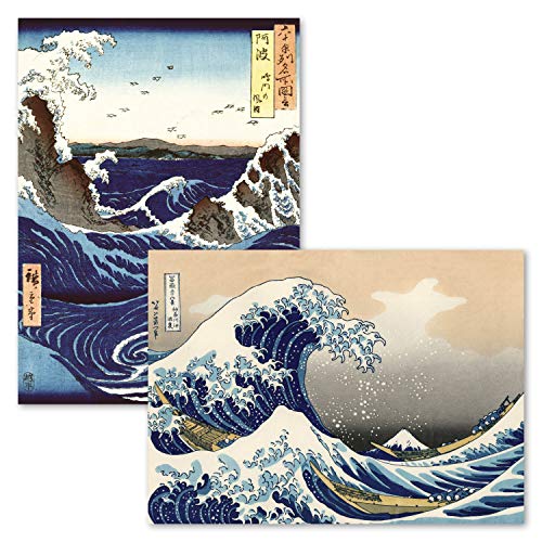 2 Pack - The Great Wave Off Kanagawa by Katsushika Hokusai & Stormy Sea at the Naruto Rapids by Ando Hiroshige - Japanese Fine Art Wall Posters (LAMINATED, 18' x 24')