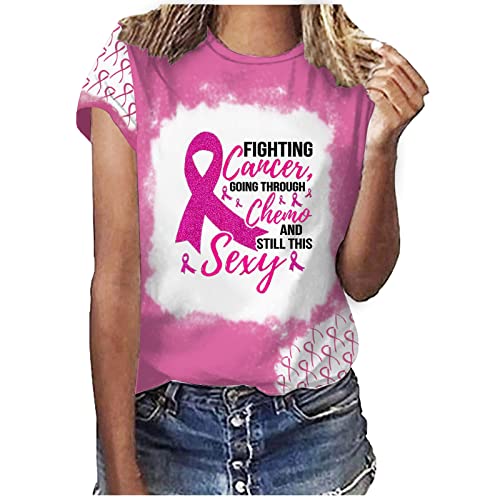 Orders Placed by me Pink Ribbon Breast Cancer Women's Shirts Breast Cancer Warrior Tee Shirt Motivational Short Sleeve Tops T-Shirt Breast Cancer t Shirt Pink 2X