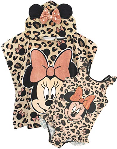 Disney Minnie Mouse Girl's Swimsuit & Hooded Towel Poncho Set 3-4 Years Pink