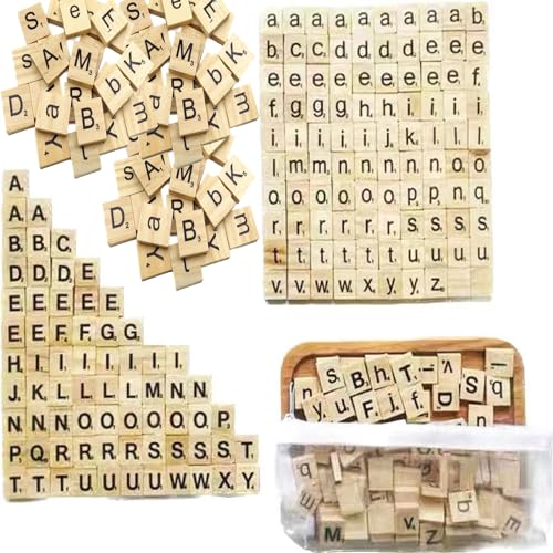 200PCS Scrabble Tiles Letters for Crafts Wooden Alphabet Replacement Letters for Scrabble Board Games Spelling Wood Tile Game DIY Wood Gift Decoration Scrabble Crossword Game (Aa)
