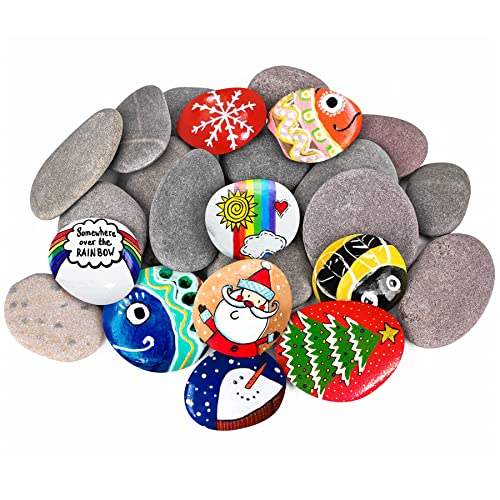 River Rocks for Painting 25 Pcs Large 2-3 Inch Flat Smooth Painting Stones Craft Rock to Paint for Kids Crafts Painting Bulk