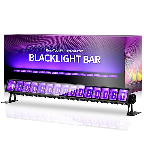 THECHAM 42W LED Black Light Bar, IP66 Waterproof Blacklight Bar with 6ft Cord+Plug+Switch, Black Lights for Glow Party, Fluorescent Poster, Body Paint, Birthday, Halloween, Bedroom, Classroom