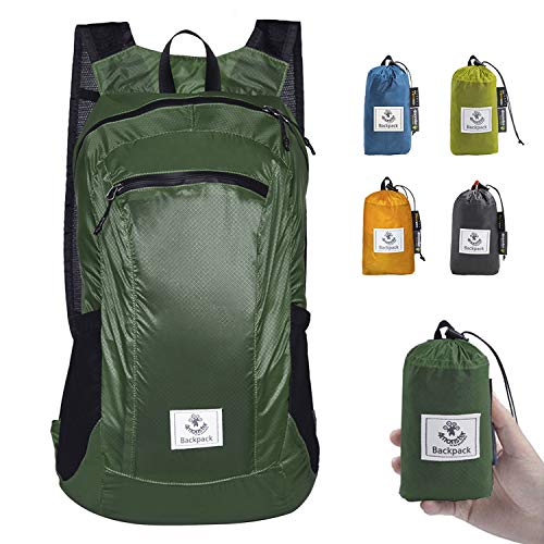 4Monster Hiking Daypack,Water Resistant Lightweight Packable Backpack for Travel Camping Outdoor (Army Green-2, 24L)
