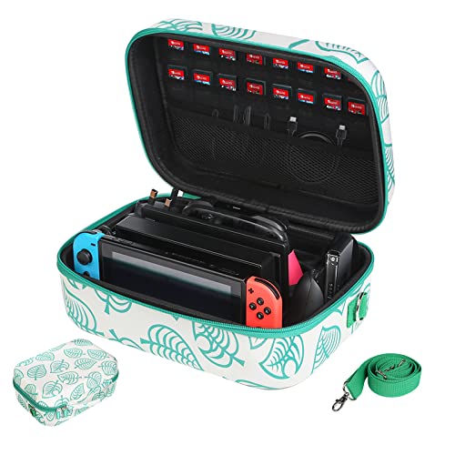 Glamgen Carrying Storage Case for Nintendo Switch,Hard Shell Travel Switch Cases Fits Complete Switch System Console,Switch Dock,Pro Controller,AC Adapter Cable,Animal Crossing Pattern