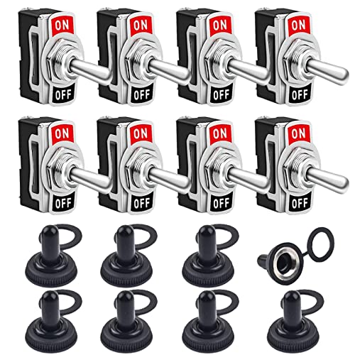 COROTC Toggle Switch, 8 Pack SPST 2 Pin Waterproof Toggle Witch 12V 20A, Heavy Duty ON Off Switch for Boat, Yacht, Vessels...