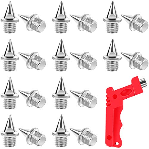 AUGSUN 20pcs 1/4inch Steel Hard Track Cross Country Spikes with Spike Wrench, Replacement Spikes for Sprint Sports Short Running Shoes