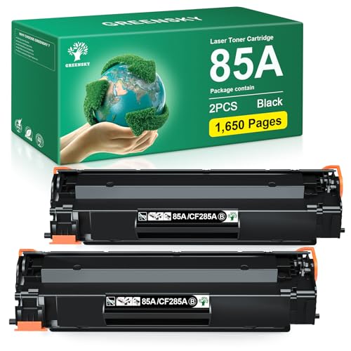 GREENSKY Compatible Toner Cartridge Replacement for HP 85A CE285A HP85A for HP Laserjet P1102W 1102W P1109W M1212NF MFP P1005 P1006 M1217NFW Printers (Black, 2-Packs)