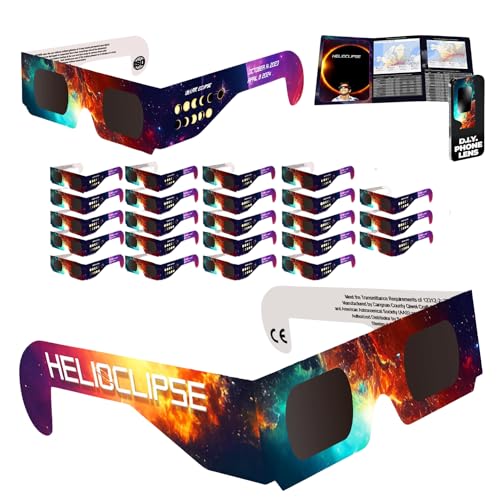 Solar Eclipse Glasses AAS Approved 2024 - [25 Pack] Trusted for Direct Solar Eclipse Viewing - ISO 12312-2 & CE Certified