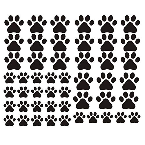 49 Pieces/Set Dog Paws Wall Decals Vinyl Pawprints Sticker Animal Footprint Wall Art Decoration for Kids Boy Girl Baby Nursery Bedroom Living Room Animal Tracks Decor YMX21 (Black)