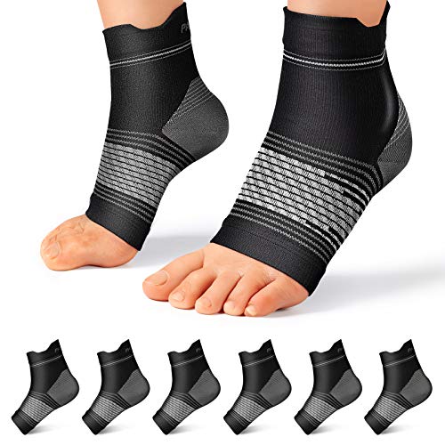 Plantar Fasciitis Sock (6 Pairs) for Men and Women, Compression Foot Sleeves with Arch and Ankle Support, Black, X-Large