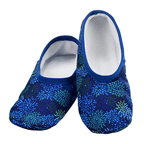 Snoozies Skinnies Slipper Socks – Cozy, Foldable Slippers for Women, Non Slip Socks for Travel & Indoors (Fireworks, Large)