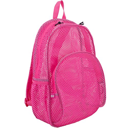 Eastsport Mesh Hiking Backpack Lightweight See Through for Travel, College, Swim, Gym Bag, 17.5 x 12.5 x 5.5 Inches Pink