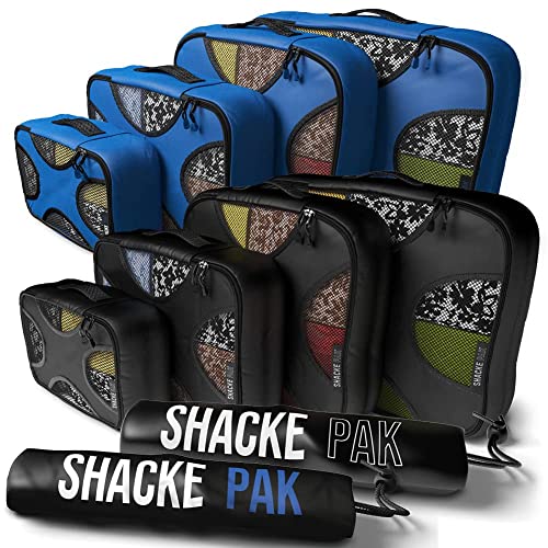 Shacke Pak - 5 Set Packing Cubes with Laundry Bag (Gentlemen's Blue) & Shacke Pak - 5 Set Packing Cubes with Laundry Bag (Pure Black)