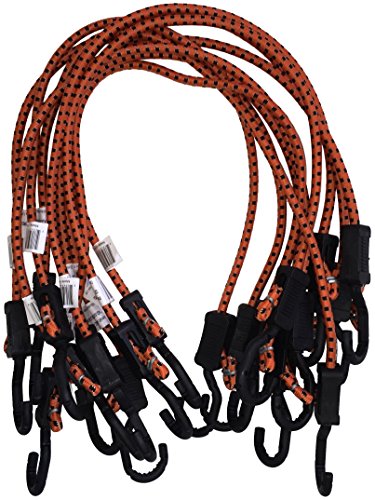 Kotap MABC-32 All- Purpose Adjustable Bungee Cords with Hooks, 32-Inch, Orange/Black, 10 Count