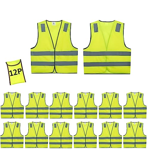 Lavori-AK Safety Vests 10 Pack - Yellow Reflective High Visibility Construction ANSI Class 2 Work Vest for Men,Woman,Hi Vis Vest Mesh and Neon Silver Strip