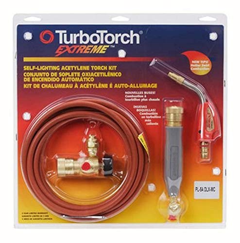 TURBOTORCH 0386-0832 PL-5ADLX-MC Self-Lighting Torch Kit, Air Acetylene, Extreme Swirl Technology, Soft Solder to 4', Silver Braze to 2', Includes AR-MC Regulator, G-4 Handle, AH-12 Hose, PL-5A Tip