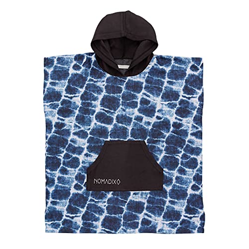 Nomadix Changing Poncho - S/M - Quick Dry & Absorbent Hooded Surf & Swim Poncho - Sewn Sides For Private Changing - Front Pocket Storage - Made From Post-Consumer Recycled Materials - Agua Blue